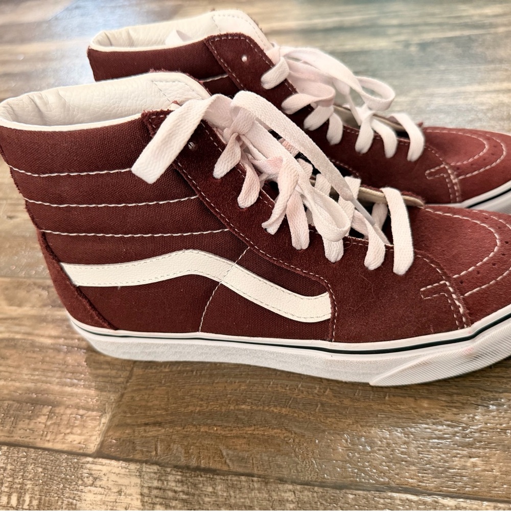 Vans Women’s High-Top Sneakers - Burgundy and White